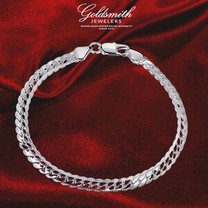 NEW GS 7.5” Italian .925 Sterling Silver Byzantine Diamond Cut Chain Bracelet